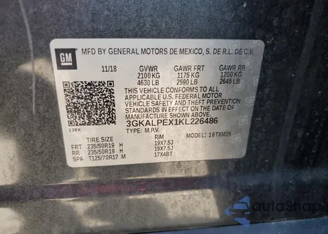 2019 GMC Terrain Slt from USA, damaged, VIN 3GKALPEX1KL226486